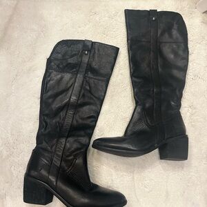 Vince Camuto Black Leather Knee-High Boots